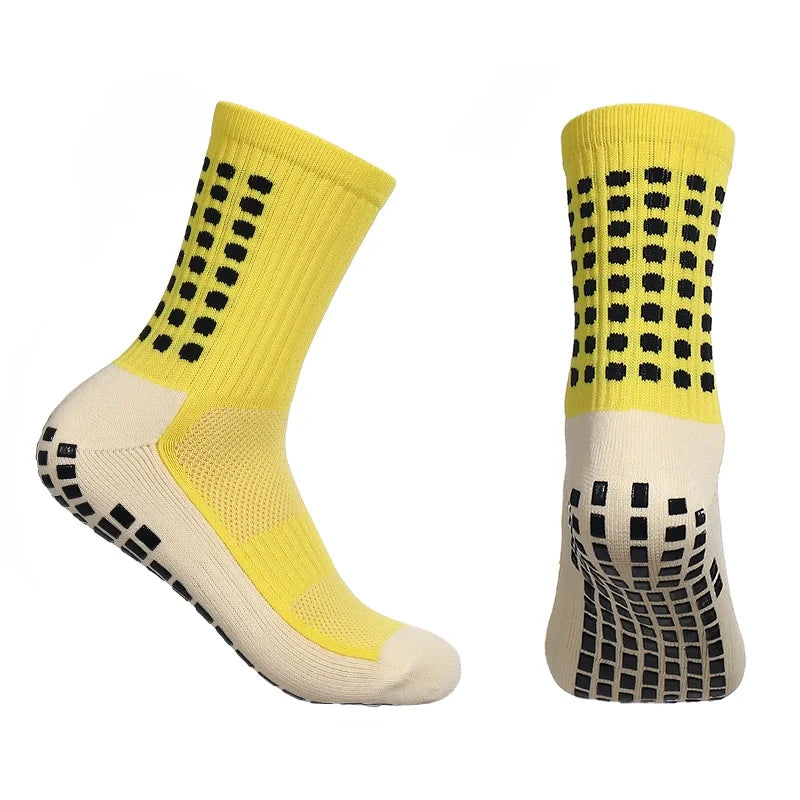 Chaussettes antidérapantes de football jaune