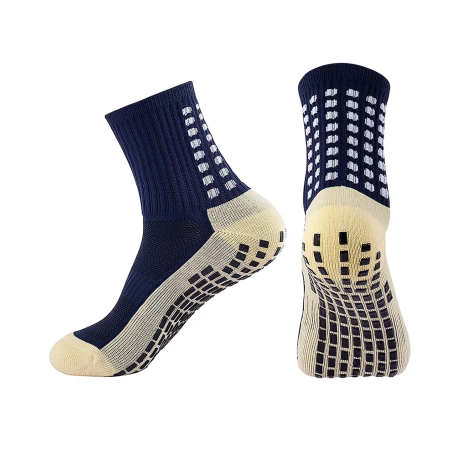 Chaussettes antidérapantes de football bleu marine