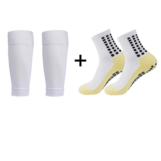 Pack de Chaussettes Antidérapantes et Coupées de Football Blanc